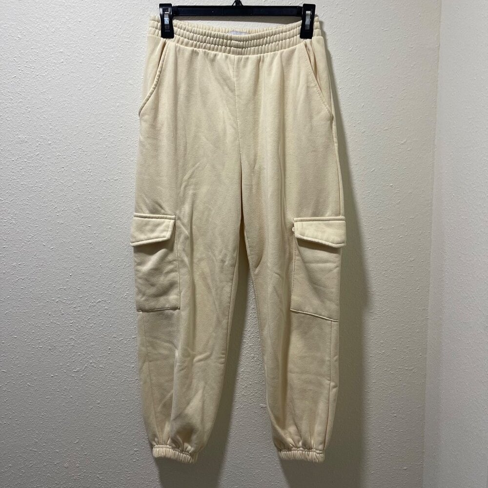 Beige Cargo Girls' Jogger Pants With Elastic Waistband & Pockets Size S - Picture 2 of 10